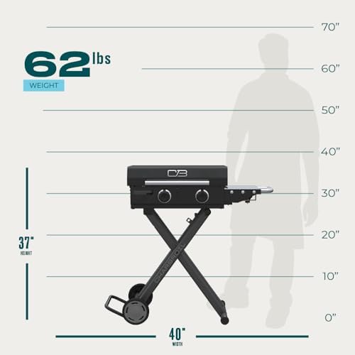Charbroil 22" Performance Series Folding Cart 2-Burner Portable Propane Gas Griddle, Black - 463711223 - Image 4