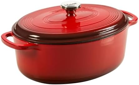 Lodge Enameled Cast Iron Oval Dutch Oven with Lid, 7 Quart, Red by Lodge