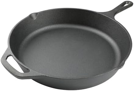12 Inch Cast Iron Skillet, Pre-Seasoned Frying Pan for Oven, Stovetop, Grill & Campfire, Durable, Non-Toxic, Even-Heating Cookware, Black by isheTao