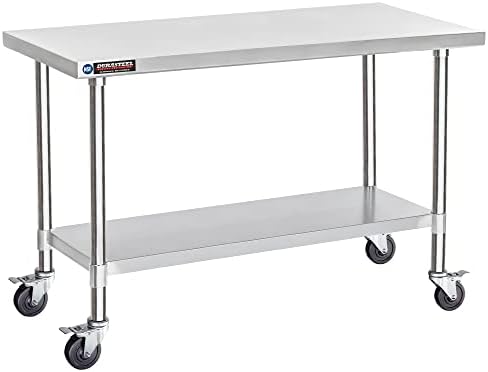 DuraSteel 30x60 NSF Stainless Steel Cart - Heavy Duty Food Prep Table with Undershelf - Rolling Kitchen Island on Wheels for Commercial Restaurant Kitchen, Garage, Outdoor Cooking, BBQ Grill, Counter by DuraSteel