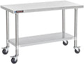 DuraSteel 30x60 NSF Stainless Steel Cart - Heavy Duty Food Prep Table with Undershelf - Rolling Kitchen Island on Wheels for Commercial Restaurant Kitchen, Garage, Outdoor Cooking, BBQ Grill, Counter by DuraSteel