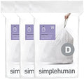 simplehuman Code D 60 Count, Dispenser Pack Custom Fit Liners, Drawstring Trash Bags, 20 Liter / 5.3 Gallon, White by Simplehuman