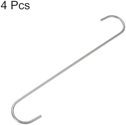 HARFINGTON 4pcs Long S Hooks 12 Inch Extra Long Metal S-Shaped Hanging Hooks High Manganese Steel S Hanger Storage Organizing Tool for Kitchen Garden Bathroom Garage Closet, Silver - Image 3