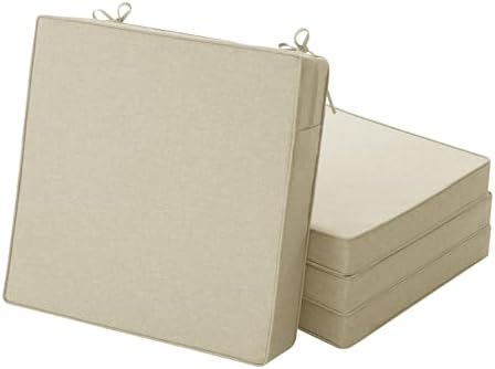 Outdoor Chair Cushions, Set of 4, 22 x 22 Inch, Beige by Unknown
