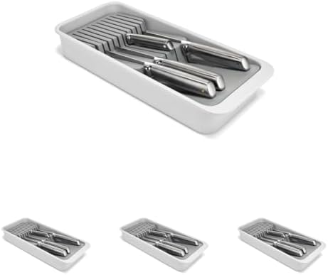 Joseph Joseph DrawerStore 2-Tier Knife Kitchen Drawer Organizer, Holds up to 11 Knives, Disassembles for Easy Cleaning, Recycled Plastic, Compact (Pack of 4) by Unknown