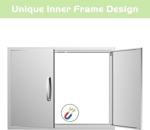 Outdoor Kitchen Door 36W X 23H, Stainless Steel Double BBQ Access Door for BBQ Island or Grilling Station - Image 4