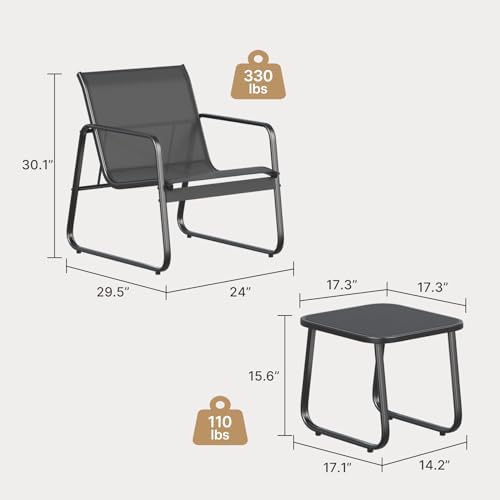 Gizoon Patio Chair Set of 2, Patio Bistro Set, Outdoor Patio Furniture Set - Image 2