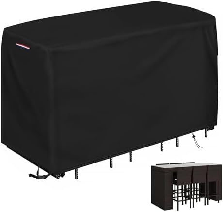 Outdoor Bar Height Table Set Cover Waterproof, 76"L x 34"W x 42"H by Yourpatiocoverexpert