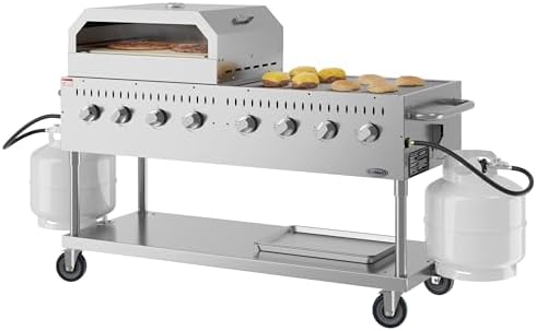 60 in. 8-Burner Commercial Outdoor Propane Gas Grill with 30 in. Pizza Oven in Stainless-Steel, ETL Listed (CGKIT6-P30) - Image 2