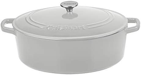Cuisinart Chef's Classic Enameled Cast Iron Dutch Oven with Lid, Porcelain Enameled Interior, Oven Safe, Induction Compatible, 7-Quart, Oval, Cool Grey by Cuisinart