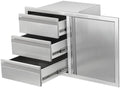 Outdoor Kitchen Door Drawer Combo Cabinet,38.1W x 22.6H x 20.8D Stainless Steel with Handles,Triple Drawers & BBQ Access Combo for Outdoor Kitchen Island (Drawer and Right Door Combo) by Unknown