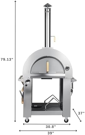 KoolMore 32 in. Outdoor Propane Gas and Wood fired Pizza Oven in Stainless-Steel - Image 4