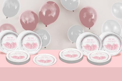 Birthday Galore We're Tutu Excited Pink Bows Baby Shower - 32 Piece Disposable Party Supplies - Baby Shower Decorations - Round Party Plates - Large 9" Paper Plates In Bulk - Image 6