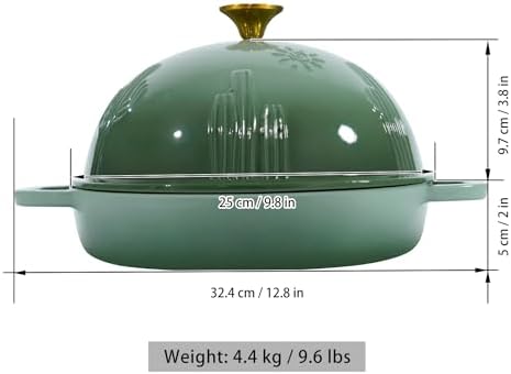Flavehc Bread Oven Cast Iron Bread Dutch Oven with Cloche Lid for Bread Baking Green Enameled Cast Iron Bread Oven with Dome Lid for Sourdough, 9.8 Inches - Image 5