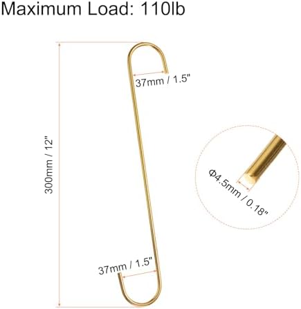HARFINGTON 4pcs Long S Hooks 12 Inch Extra Long Metal S-Shaped Hanging Hooks High Manganese Steel S Hanger Storage Organizing Tool for Kitchen Garden Bathroom Garage Closet, Gold Tone - Image 2
