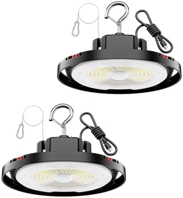 160W UFO LED High Bay Light, 24,000LM LED Shop Lights for Garage Warehouse Workshop, 5000K Daylight IP65 Waterproof Commercial Ceiling Fixture, 700W HPS/MH Equiv, ETL Listed, 6ft Cord, 2-Pack by CuLiDing
