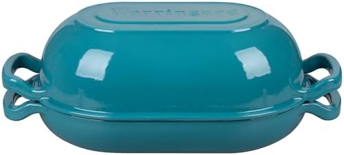 VORRINGARD Enameled Cast Iron Sourdough Bread Oven, Dutch Oven, Loaf Cast Iron Bread Pan for Homemade Bread Baking, Meatloaf Pan with Lid, 5QT, Bluegreen - Image 7
