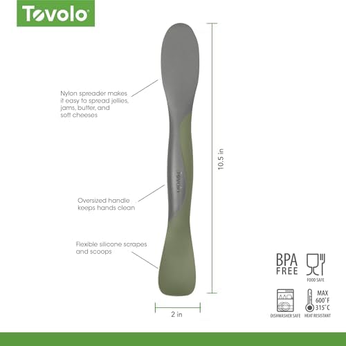 Tovolo Scoop and Spread Large Dual End Silicone Sandwich Spreader Tool with Nylon Handle, BPA Free Dishwasher Safe Silicone and Nylon Tool for Spreading and Scooping, Thyme Green and Charcoal Gray - Image 6