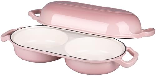 VORRINGARD Enameled Cast Iron Double Dutch Oven with Lid, Dual Round Loaf Pan, Bread pan for Homemade Sourdough Bread Baking, Pink - Image 5