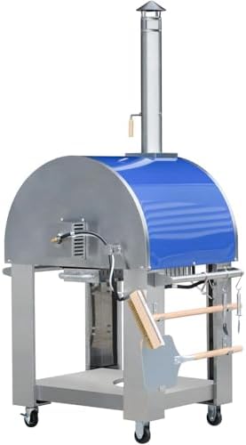 KOSTCH 32.5 inch Wood Fired and Propane Gas Pizza Oven for Outdoor Kitchen in Stainless Steel, Large Pizza Oven for Outside, Yard and Party (Blue with Cover) - Image 5
