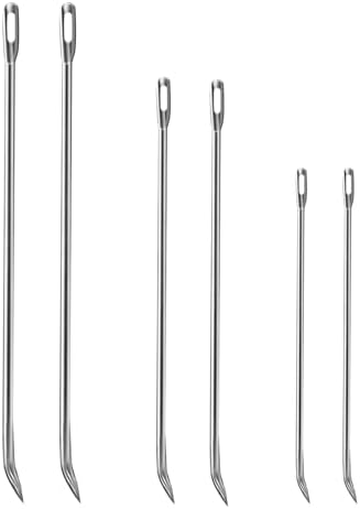 Ofargo Meat Trussing Needles, Roasting Trussing Needles for Lacing Roast Turkey, Chicken, Pork Skin, Whole Hog, Lamb, and Rotisserie Pig; Two of Each Size 4.9/5.7/7inch, 6pcs in All by OfargoInjectorKitEatJuicyMeat