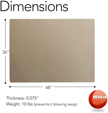 RESILIA Large Under Grill Mat – Heavy Duty, Reusable Outdoor Floor Protector Mats for Deck, Patio, & Garage – 36 Inch x 48 Inch, Beige/Tan Orange Peel, Made in The USA - Image 2