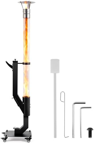 64 Inch Wood Pellet Patio Heater with Stainless Steel Rain Cap by JIAYAN