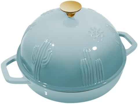 Flavehc Cast Iron Bread Oven With Cloche Lid for Baking - Blue Enameled Dutch Oven With Dome Lid for Sourdough - 5 qt - Image 2