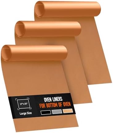 3 Pack Oven Liners for Bottom of Oven, 17x25" Large Heavy Duty Non-Stick Reusable Oven Mat for Electric, Gas, Toaster & Convection Ovens - BPA & PFOA Free, Dishwasher Safe, Kitchen Essentials, Copper by Buself