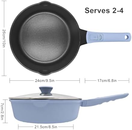 10 Inch Deep Frying Pan Skillet with Lid, 4 QT Nonstick Saute Pan - Image 7