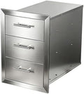 Outdoor Kitchen Drawers 18" x 23" x 23" Stainless Steel Triple Drawer Cabinet with Handles, Flush Mount Modular Storage for BBQ Islands & Patios by Cobaltis