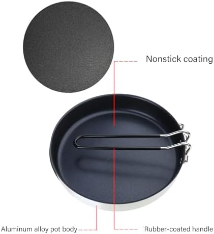 Nonstick Camping Frying Pans Diameter 24cm / 9.45inch Quick Heating Skillets Portable for Outdoor Cooking Meals Portable Outdoor Frying Pans Light Weight Camping Cookware - Image 3