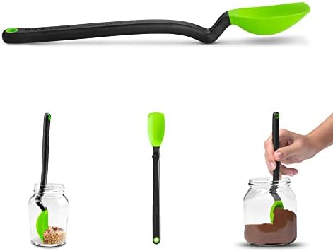 Dreamfarm Mini Supoon Non-Stick Sit-Up Silicone Scraping Cooking Spoon, Jar Scraper Measures 5ml Tsp - 8" Green by Dreamfarm
