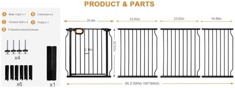 95.2-100 Inch Extra Wide Baby Gate for Stairs Doorways - Image 5
