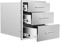 Outdoor Kitchen Drawers 18" W x 21" H x 23" D Stainless Steel Triple Drawers with Ergonomic Handle for BBQ Island, Patio Grill Station & Outdoor Kitchen Cabinets by Unknown