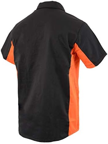 Biker Clothing Co. Mens Mdm11676 Men’s Black and Orange Short Sleeve Mechanic Shirt - Image 5