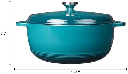Lodge 7.5 Quart Enameled Cast Iron Dutch Oven with Lid – Dual Handles – Oven Safe up to 500° F or on Stovetop - Use to Marinate, Cook, Bake, Refrigerate and Serve – Lagoon - Image 5