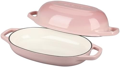 EDGING CASTING Enameled Cast Iron Oval Dutch Oven Pot with Lid, Dutch Oven for Sourdough Bread Baking, Bread Oven, Bread Dutch Oven, Oval Bread Pan, 5qt, Pink - Image 5