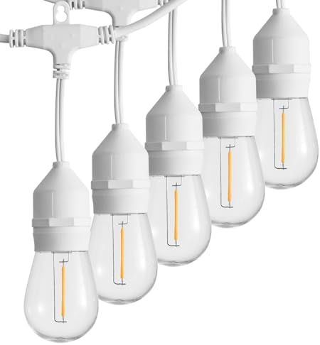 SUNTHIN 105FT White Outdoor String Lights, 34 1W LED Bulbs by SUNTHIN