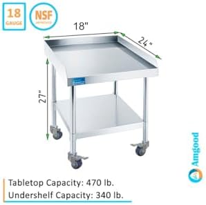 Stainless Steel Rolling Equipment Stand with Wheels (24 x 18) - Image 2