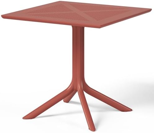 Costaelm Patio Dining Table for 4, Square PP Patio Table, 4-Person Weather Resistant Porch Tables for Outside Poolside Deck Lawn Garden Backyard, Red - Image 7