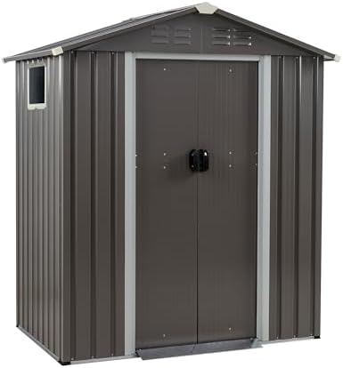 Vongrasig 5 x 3 x 6 FT Outdoor Storage Shed, Metal Tool Shed Clearance Garden Steel Shed with Side Window and Lockable Door Waterproof Tool Shed for Backyard Patio, Lawn (Gray) - Image 7