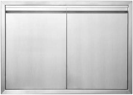 JIE JIN BBQ Access Door 31" W X 24" H Outdoor Kitchen Doors Double Doors Thickened 304 Stainless Steel Outdoor Kitchen Accessories Door for Indoor/Outdoor Kitchen Outdoor Cabinet BBQ Island by JIEJIN