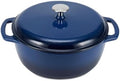 Amazon Basics Enameled Cast Iron Dutch Oven Pot With Lid, 7.3-Quart, Round, Dual Handles, Heavy-Duty, Oven Safe for Stews, Roasting & Baking, Navy by AmazonBasics