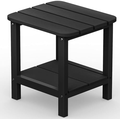 SERWALL Double Adirondack Side Table Rectangular End Table, Black by SERWALL