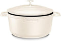 Large Dutch Oven Pot with Lid-7.5QT Cast Aluminum Oven Pot with Two Handles Lightweight for Bread Baking Braising and Roasting(Beige) by INSETFY