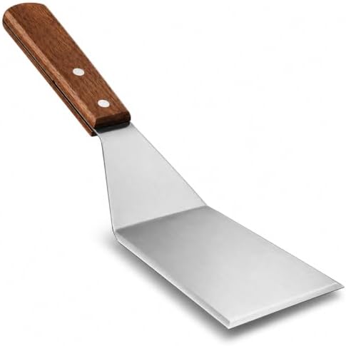 Homi Styles Stainless Steel Grill Spatula – 11" Heavy-Duty Metal Turner with Wood Handle, Beveled Edge for Cast Iron Skillets, Flat Top Griddles & BBQ – Burger, Pancake & Egg Flipper by Homistyles