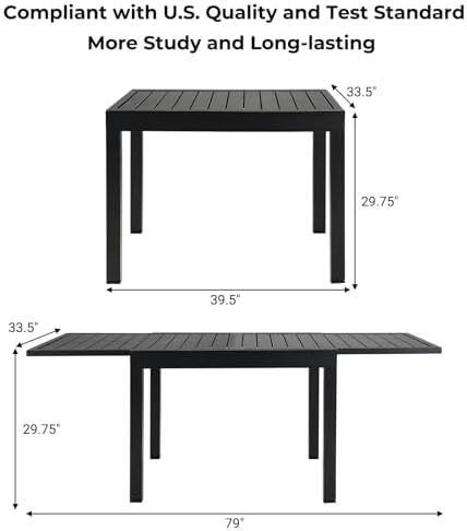 Grand patio 5-Piece Outdoor Dining Set for 4 with 1 Rectangle Expandable Table for 4-6 Person, Metal Woven Wicker Fixed Patio Chairs with Thickened Cushions for Yard, Poolside (Brown) - Image 5