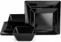 TP 12-Piece Melamine Dinnerware Sets, Square, Service for 4, Black by TastePrime