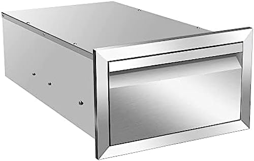 Outdoor Kitchen Drawers, Triple BBQ Drawers Stainless Steel Built-in Drawer For Outdoor Kitchen Island, Patio Grill Station,Single Drawer by OLIPIC